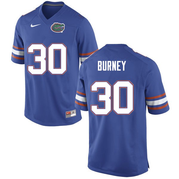 Men #30 Amari Burney Florida Gators College Football Jerseys Blue